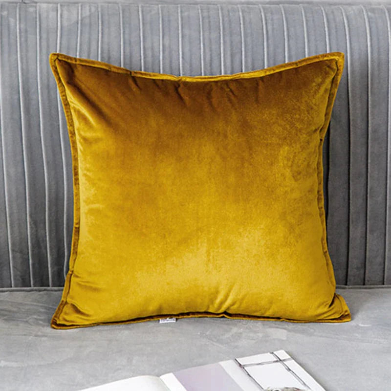 Decorbites™ Cubierta de Almohada Lumbar Bordada en Terciopelo con Corte Geométrico Dorado Estilo Chic 35x50cm