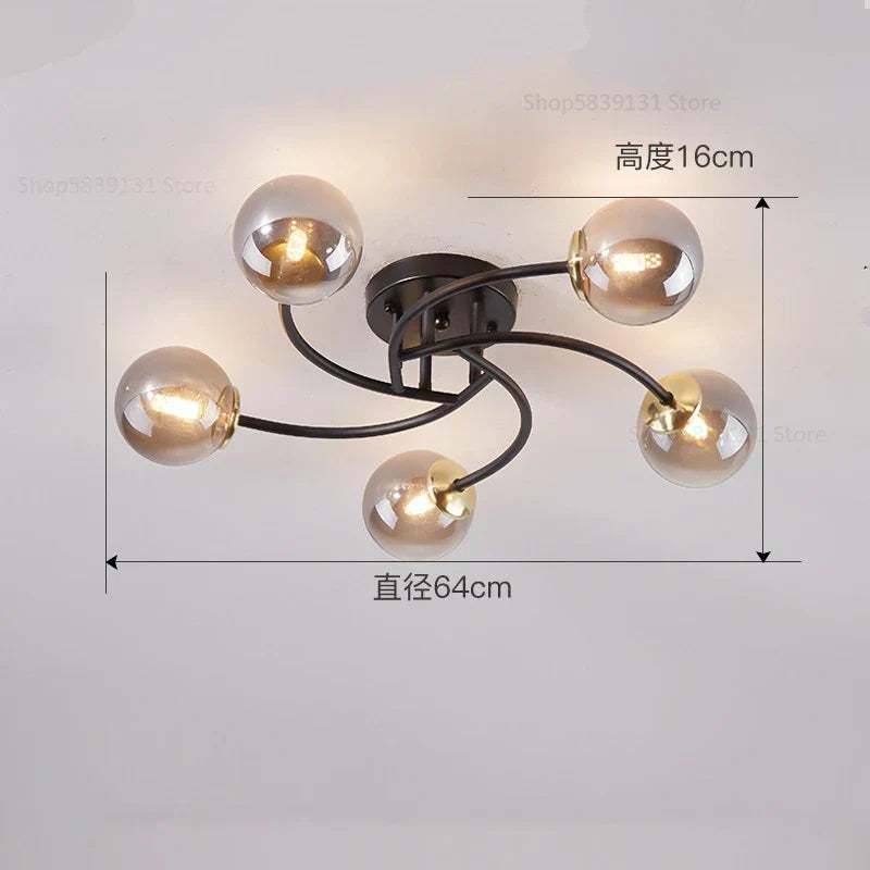 DecorBites™ Glass Bulb LED Ceiling Light Fixture for Modern Living Room and Kitchen