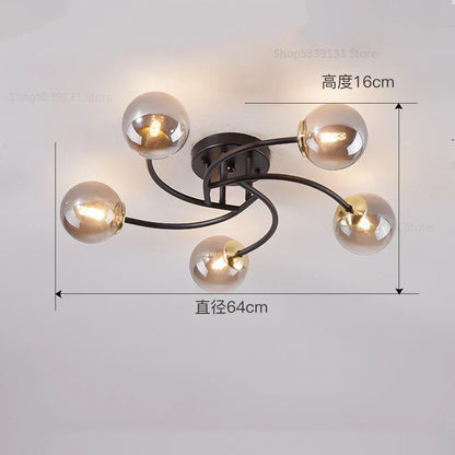 DecorBites™ Glass Bulb LED Ceiling Light Fixture for Modern Living Room and Kitchen