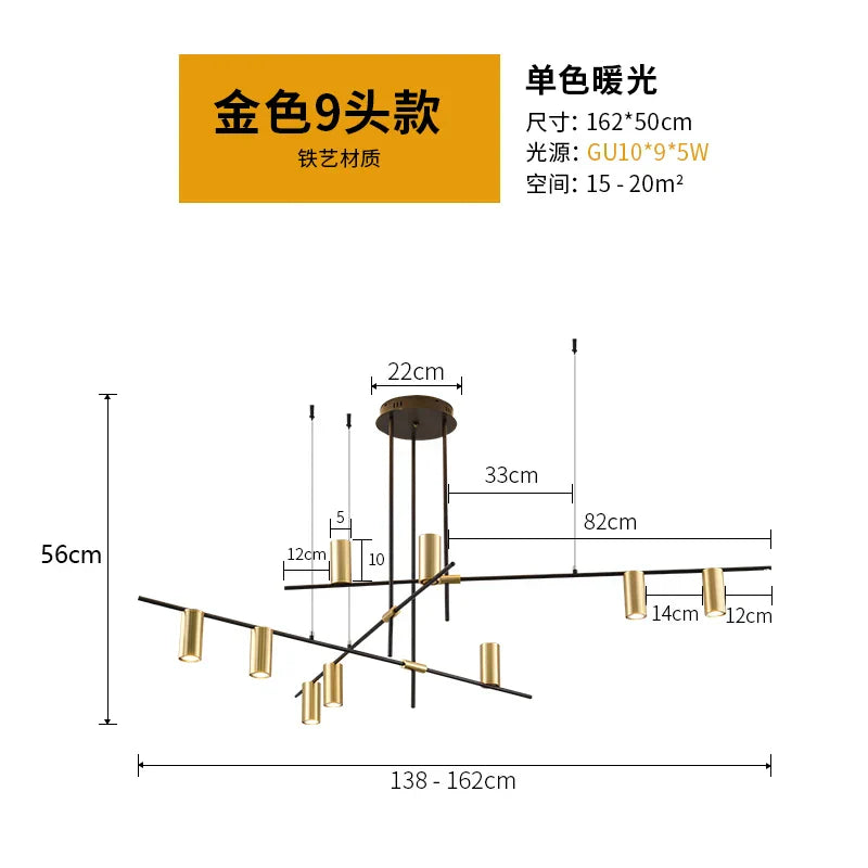 DecorBites™ Designer Black Long Chandelier Lights for Modern Minimalist Dining Room