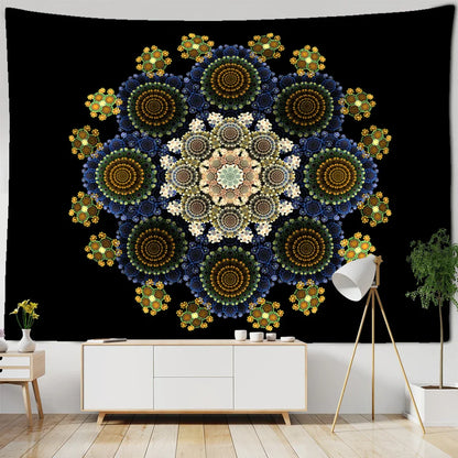 Decobites Mandala Pattern Tapestry Wall Hanging for Dark Hippie Aesthetics Room