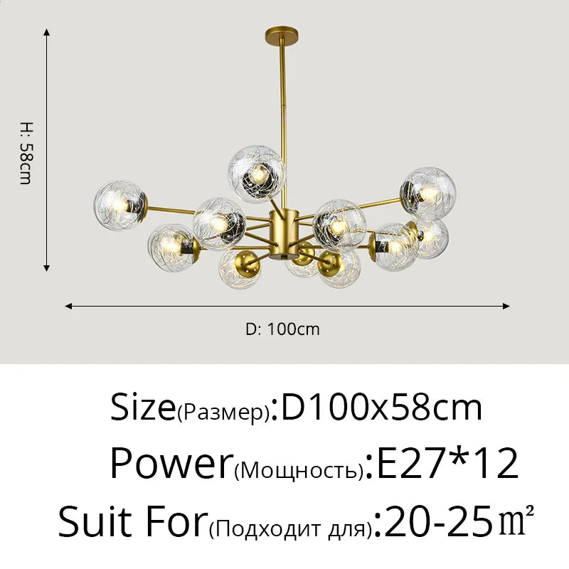 DecorBites™ Glass LED Chandeliers: Modern Dining Room Bedroom Living Room Pendant Lights