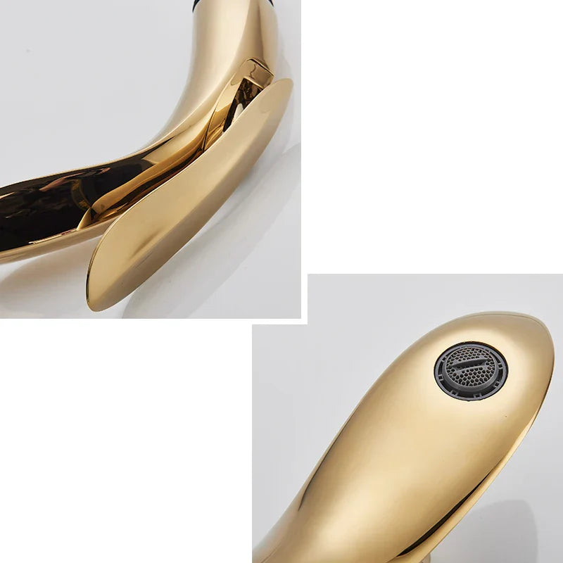 Rose Gold Waterfall Faucet Single-Hole Design