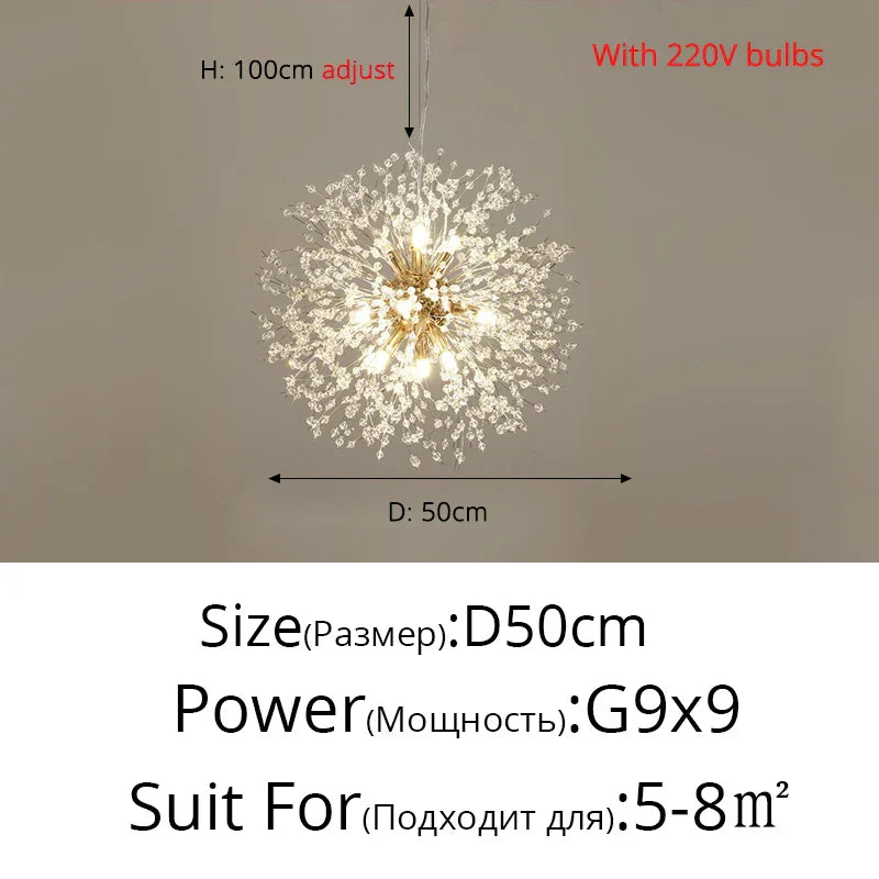 DecorBites™ Gold/Silver LED Crystal Chandelier for Home Living Dining Study Hall Bedroom