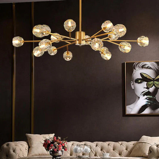 DecorBites™ Crystal LED Chandelier: Modern Nordic Design Copper Ceiling Light Fixture