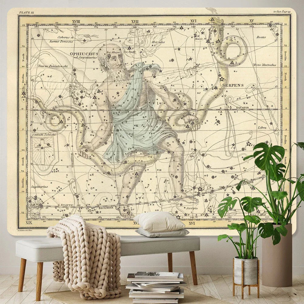 Decobites Medieval Map Bohemian Tapestry Wall Hanging for Home Decor