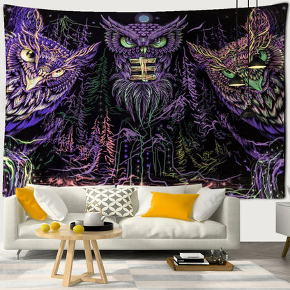 Decobites Psychedelic Owl Tapestry Wall Hanging for Colorful Hippie Bohemian Home Decor