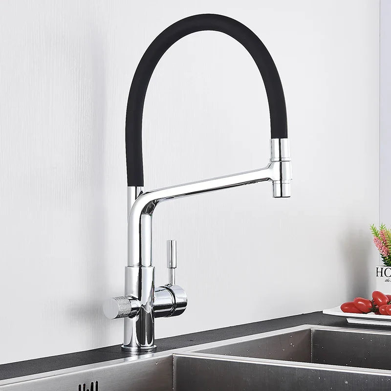 DecorBites™ Kitchen Faucet with Filtered Water, Dual Handle Hot Cold Mixer Taps