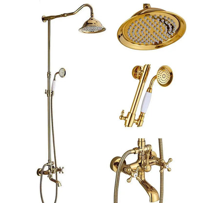 Juego de grifería para ducha DecorBites™ de latón antiguo con ducha de mano y cabezal de lluvia de 8".