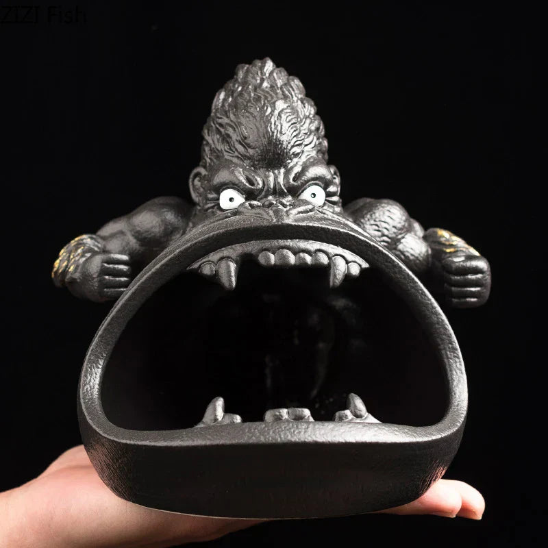 DecorBites™ Gorilla Ceramic Ashtray: Cartoon Animal Decor & Gift
