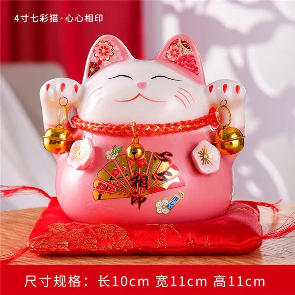 DecorBites™ Ceramic Maneki Neko Piggy Bank: Creative Home Decor & Lucky Cat Business Gift