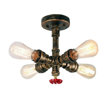 DecorBites™ Industrial Brass Ceiling Chandelier with Edison Bulbs