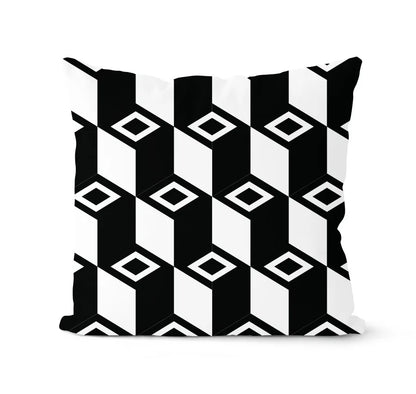 طقم أغطية وسائد هندسية باللونين الأبيض والأسود من DecorBites™ - وسادة لتزيين الأريكة المنزلية