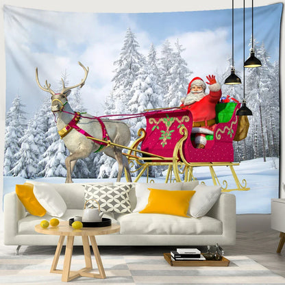 Decobites Santa Claus Sleigh Tapestry Wall Hanging Witchcraft Christmas Day Girl Home Decor