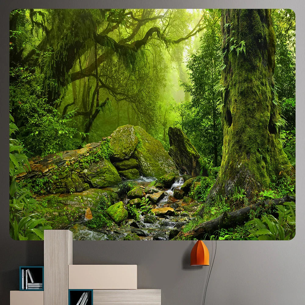 Decobites Virgin Forest Home Decoration Tapestry - Hippie Bohemian Psychedelic Scene Art