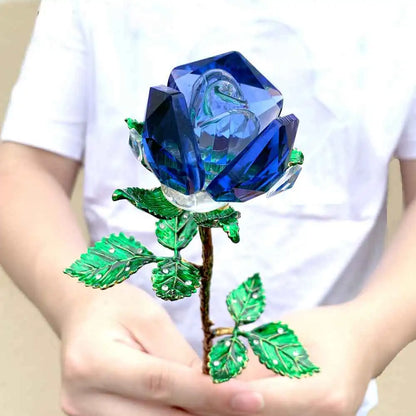DecorBites™ Crystal Rose Figurine: Elegant Glass Rose Ornament for Home Decor, Gifts