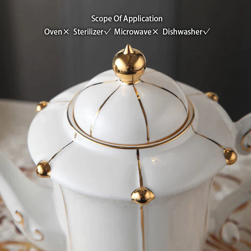DecorBites™ Elegant Bone China Tea Set Luxury Porcelain Coffee Pot Creamer Sugar Bowlcaffold