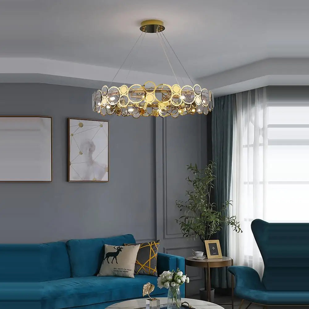 Decorbites™ Lámpara de Araña de Oro Hierro Vidrio para Comedor
