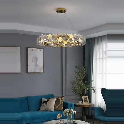 DecorBites™ Gold Iron Glass Chandelier Lighting for Dinning Room