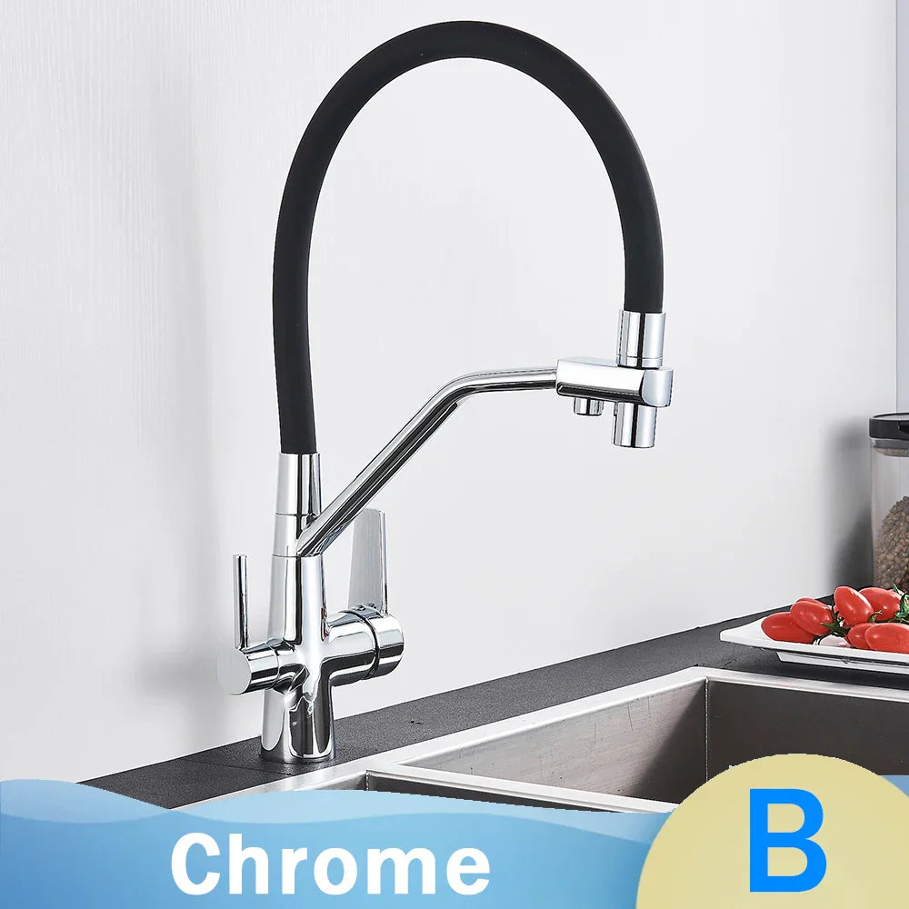 DecorBites™ Black 2-in-1 Pull Down Kitchen Faucet with Filtered Water