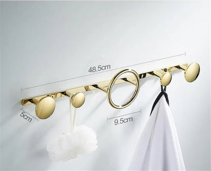 DecorBites™ Brass Towel Hook Set Bathroom Kitchen Hanger Gold Black Row Robe Hat Clothes