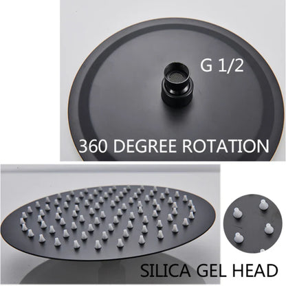 DecorBites™ Black Shower Faucet Set with Thermostatic Control and 8" Rainfall Head