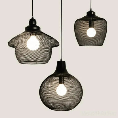 DecorBites™ Industrial Birdcage Chandelier: Retro Iron Net Hanging Lamp for Creative Home Lighting