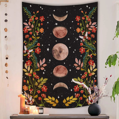 Psychedelic Moon & Starry Sky Tapestry by Decobites - Room & Dorm Decor Art