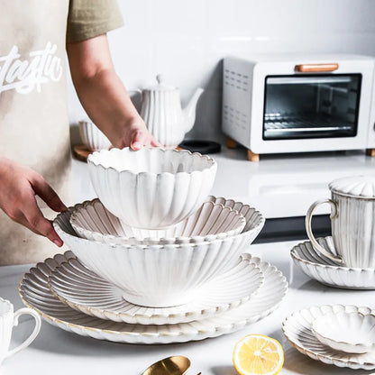 DecorBites™ Ceramic White Glaze Dinnerware Set