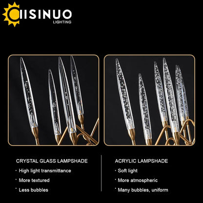 Lámpara de araña LED de cristal DecorBites™: Diseño nórdico de lujo con ramas de árbol para decoración de bodas, villas y lofts.