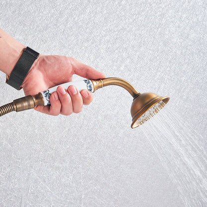 خلاط دش وحوض استحمام من DecorBites™ مصنوع من النحاس العتيق، مثبت على الحائط، مع فوهة دوارة 30 سم