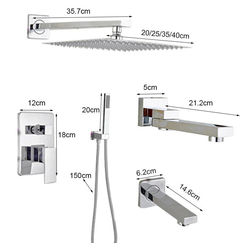 مجموعة صنبور دش مطري كبير من DecorBites™ مقاس 16 بوصة مع دش يدوي وصنبور نحاسي