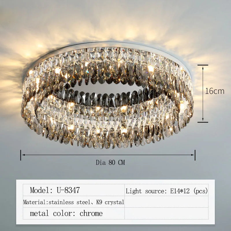 DecorBites™ Crystal Chrome Ceiling Lamp - Simple Modern Nordic Living Room Dining Bedroom Lighting