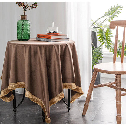 DecorBites™ Gold Velvet Wedding Table Cloth - Premium American Retro Decor