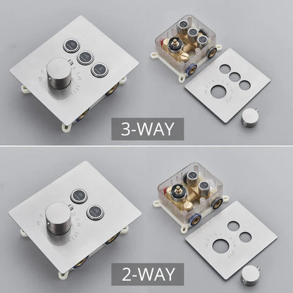 DecorBites™ Brushed Nickel Thermostatic Shower Faucet Set for Wall Mount Bathroom with Rainfall Shower Head