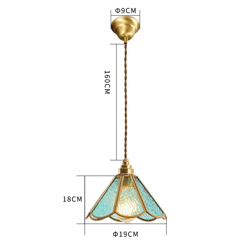 DecorBites™ Japanese Vintage Glass Copper LED Pendant Lamp for Bedroom, Bar, Cafe