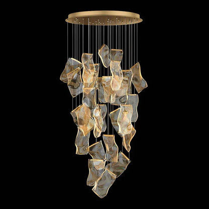 DecorBites™ Golden Love Paper Chandelier: Postmodern LED Designer Lighting for Foyer
