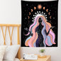 Decobites Moon Phase Mandala Tapestry Wall Hanging - Boho Hippie Witchcraft Decor