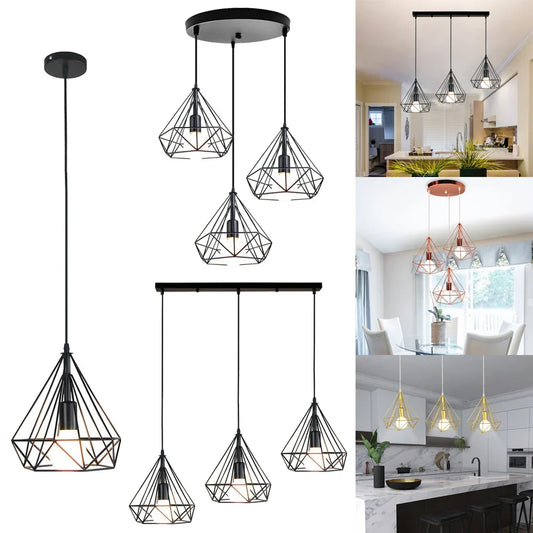 DecorBites™ Industrial LED Pendant Light Vintage Loft Cage Hanging Lamp for Home Decor