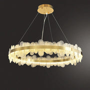 Gold LED Dining Chandelier Frosted Glass 80cm