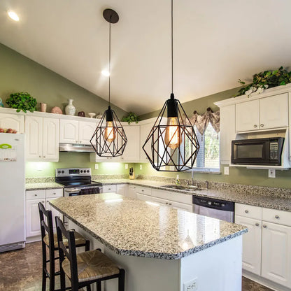 DecorBites™ Iron Cage Chandelier Loft Ceiling Light for Kitchen Bedroom Living Room