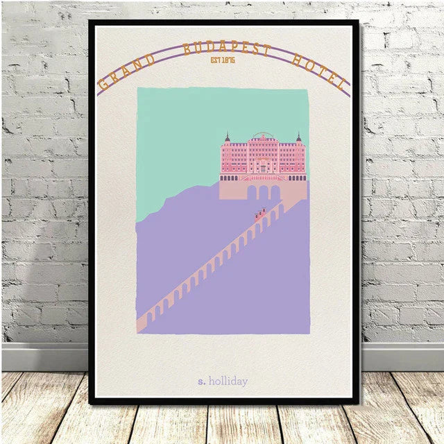 Póster minimalista de pared DecorBites™ del Gran Hotel Budapest para una decoración elegante del hogar