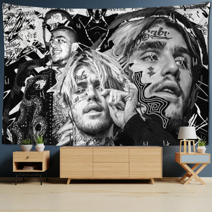 Decobites Lil Peep Rapper Tapestry Wall Hanging Tapiz 3D Printing Carpet - Bohemian Bedroom Decor