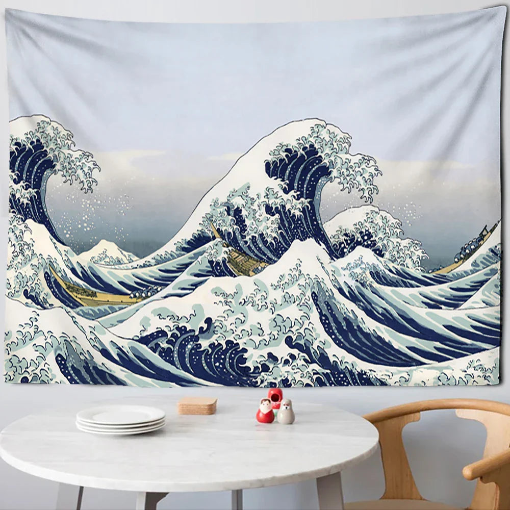 DecorBites™ Kanagawa Wave Bohemian Tapestry Wall Hanging: Aesthetic Room Decor