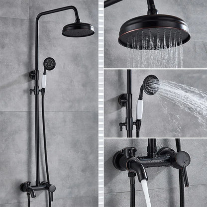 DecorBites™ Black Bronze Bathroom Shower Set with 8" Rainfall Head - Wall Mounted