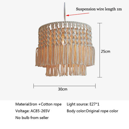 DecorBites™ Bohemia Cotton Rope Chandelier: Modern Pendant Lamp for Dining Room, Living Room, Balcony