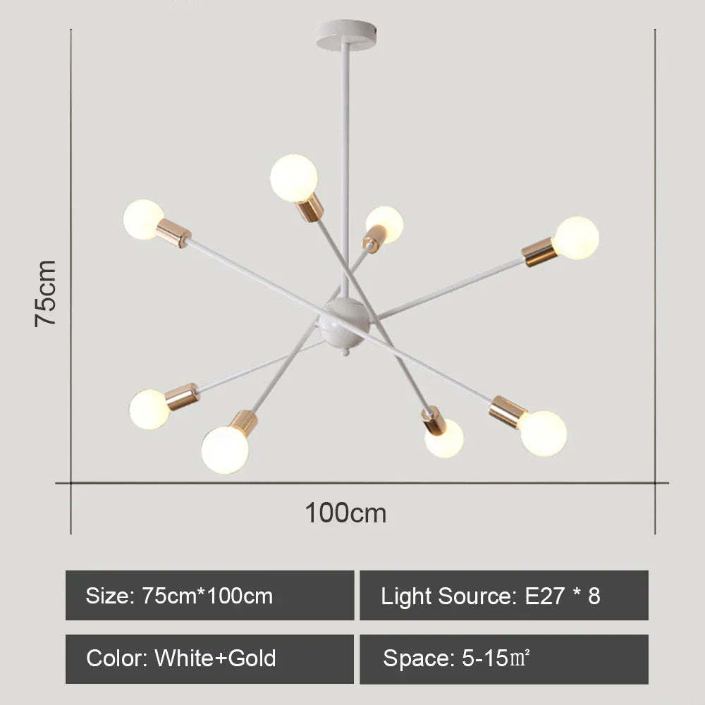 Lámpara de techo LED DecorBites™: Estilo Sputnik moderno e industrial para sala de estar y dormitorio
