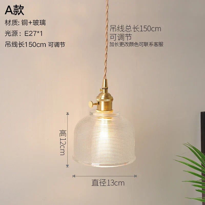 DecorBites™ Glass Copper Pendant Light: Modern Nordic Style Hanging Lamp for Kitchen, Dining, and Living Room