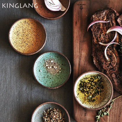 DecorBites™ Ceramic Round Sauce Dish - Small Seasoning Bowl for Soy Sauce and Wasabi