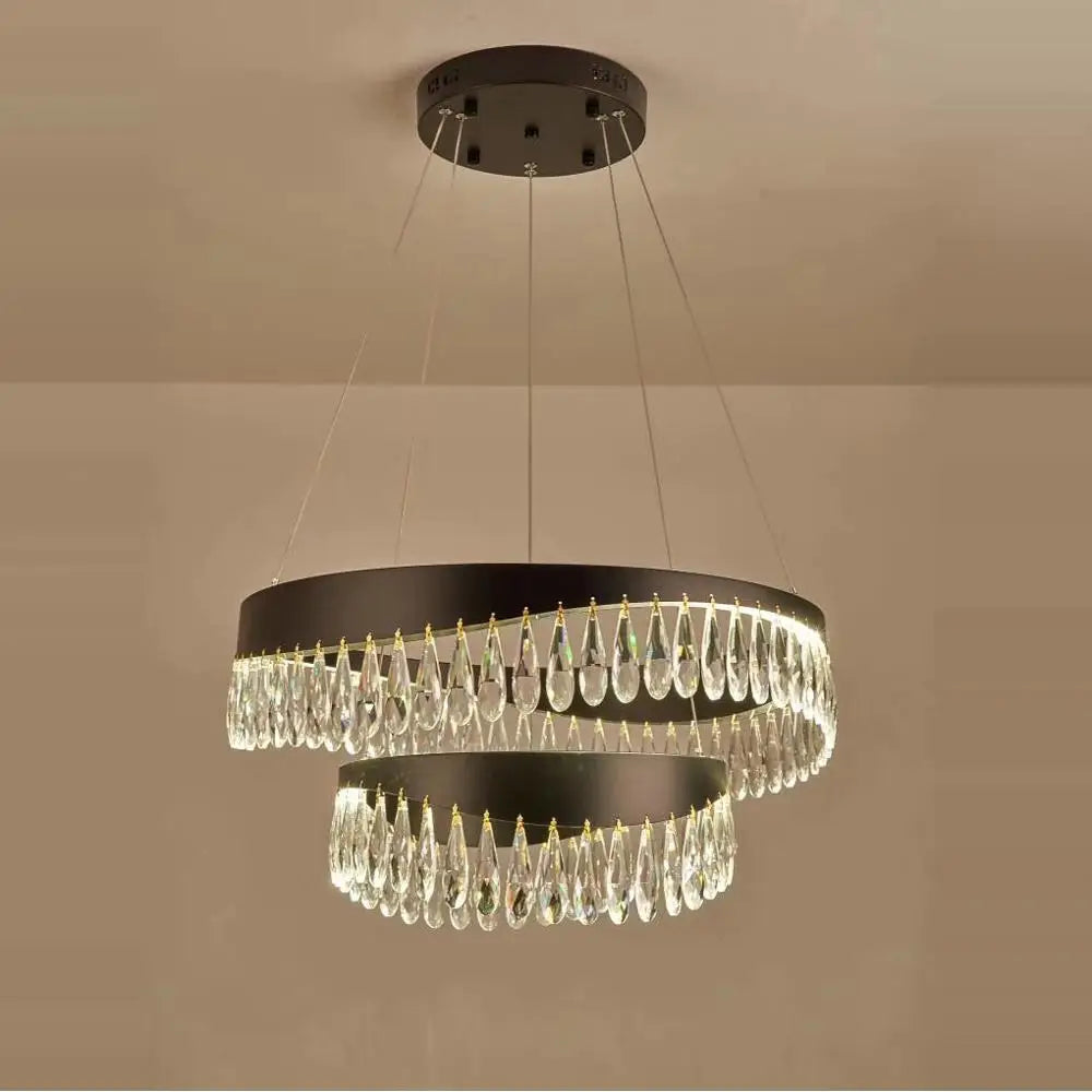 DecorBites™ Golden Crystal Stainless Steel Chandelier for Dining Room